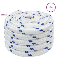 Vidaxl Večnamenska uporabna vrv 50 mm 10 m Bela in modra PP