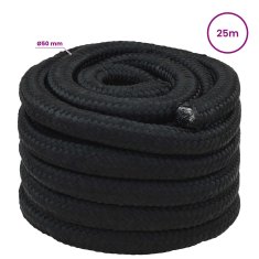 Vidaxl Večnamenska uporabna vrv 50 mm 25 m Črna PP