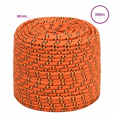 Vidaxl Večnamenska uporabna vrv 8 mm 100 m Oranžna PP