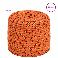 Vidaxl Večnamenska uporabna vrv 8 mm 250 m Oranžna PP