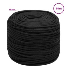 Vidaxl Večnamenska uporabna vrv 8 mm 50 m Črna PP