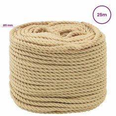 Vidaxl Večnamenska uporabna vrv 5 mm 25 m Naravna PP