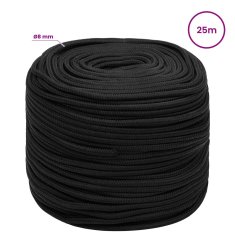 Vidaxl Večnamenska uporabna vrv 8 mm 25 m Črna PP