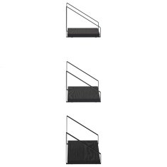 Vidaxl Stenske police 3 kos Črni hrast 40 x 16 x 15,5 cm