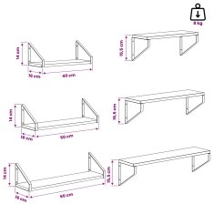 Vidaxl Stenske police 3 kos Artisan hrast 60 x 16 x 15,5 cm