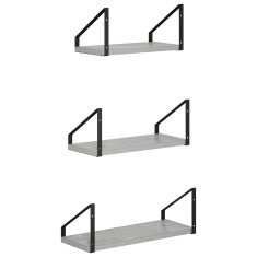 Vidaxl Stenske police 3 kos Betonsko siva 40 x 16 x 15,5 cm