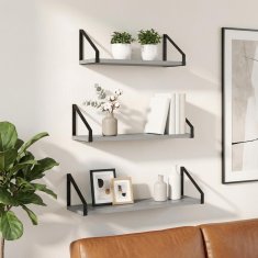 Vidaxl Stenske police 3 kos Siva Sonoma 60 x 16 x 15,5 cm