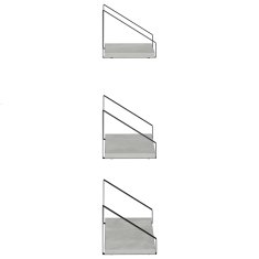 Vidaxl Stenske police 3 kos Betonsko siva 40 x 16 x 15,5 cm