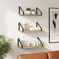Vidaxl Stenske police 3 kos Artisan hrast 40 x 16 x 15,5 cm