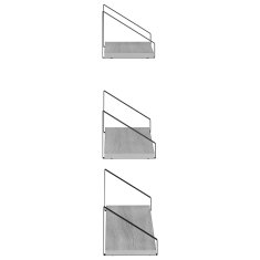 Vidaxl Stenske police 3 kos Siva Sonoma 60 x 16 x 15,5 cm