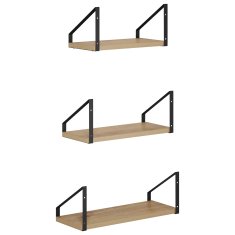 Vidaxl Stenske police 3 kos Artisan hrast 40 x 16 x 15,5 cm