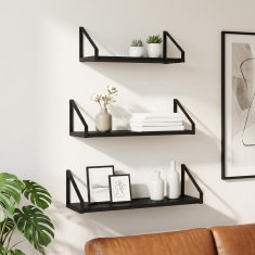 Vidaxl Stenske police 3 kos Črni hrast 60 x 16 x 15,5 cm
