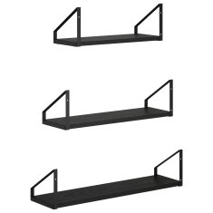 Vidaxl Stenske police 3 kos Črni hrast 60 x 16 x 15,5 cm