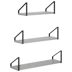 Vidaxl Stenske police 3 kos Betonsko siva 60 x 16 x 15,5 cm