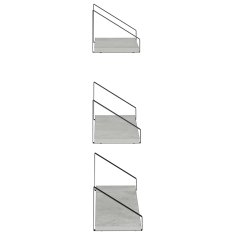 Vidaxl Stenske police 3 kos Betonsko siva 60 x 16 x 15,5 cm