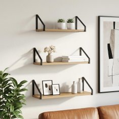 Vidaxl Stenske police 3 kos Artisan hrast 60 x 16 x 15,5 cm
