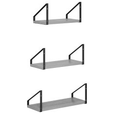 Vidaxl Stenske police 3 kos Siva Sonoma 40 x 16 x 15,5 cm