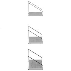 Vidaxl Stenske police 3 kos Siva Sonoma 40 x 16 x 15,5 cm