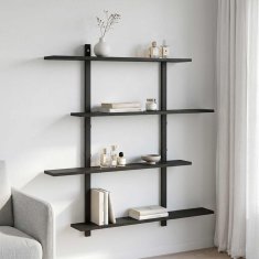 Vidaxl Stenska polica Črni hrast 100 x 13,5 x 101 cm Iverna plošča