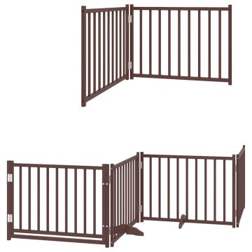 Vidaxl Ograda za pse z vrati zložljiva 6 panelov rjava 480 cm les