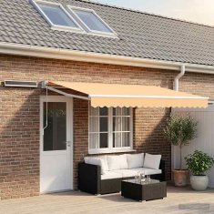 Vidaxl Solarna električna tenda 5 x 3 m Peščena 100% poliester