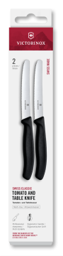 Victorinox Swiss Classic komplet dveh namiznih nožev za paradižnik, 11 cm, črna