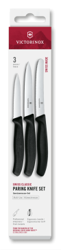 Victorinox Swiss Classic komplet treh nožev za lupljenje in obrezovanje, 11 cm, črni