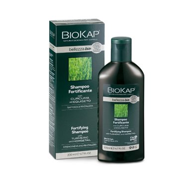 BioKap Organski šampon za krepitev z izvlečkom kurkume in preslice za tanke lase 200 ml