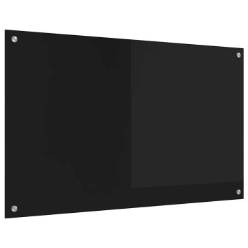 Vidaxl Kuhinjski panel Črna 100 x 60 cm kaljeno steklo