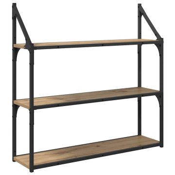 Vidaxl Stenska polica Umetni hrast 80 x 21 x 78,5 cm Konstruiran les