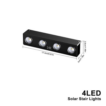 KJB Solarna svetilka za ograjo ali steno, 4 LED, bela svetloba, IP65