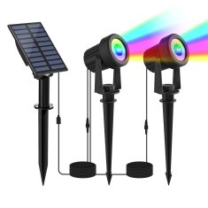 KJB Solarni vrtni reflektorji RGB z ločenim panelom, IP65, 2 svetilki