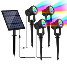 KJB Solarni vrtni reflektorji RGB z ločenim panelom, IP65, 4 svetilk