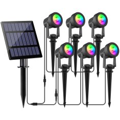 KJB Solarni vrtni reflektorji RGB z ločenim panelom, IP65, 6 svetilk
