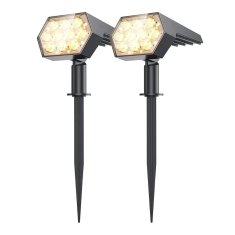 KJB Solarni vrtni reflektor 92 LED, topla bela svetloba, 2 kosa