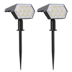 KJB Solarni vrtni reflektor 92 LED, hladna bela svetloba, 2 kosa