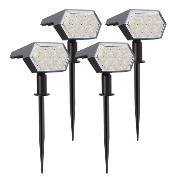 KJB Solarni vrtni reflektor 92 LED, hladna bela svetloba, 4 kosi
