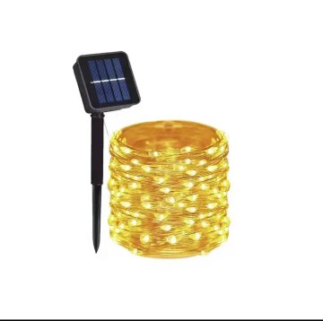 KJB Solarna svetlobna veriga 22 m, 200 LED, topla bela svetloba, 1 kos