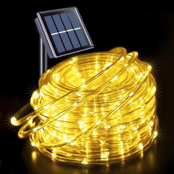 KJB Solarna svetlobna cev 22 m, 200 LED, topla bela svetloba, IP65