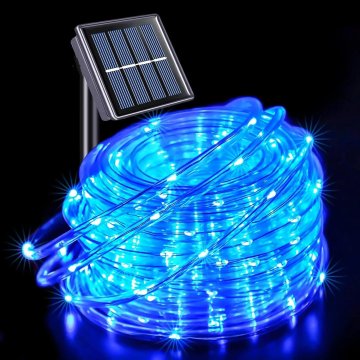 KJB Solarna svetlobna cev 12 m, 100 LED, modra svetloba, IP65