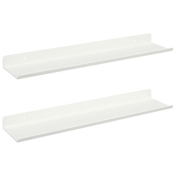 Vidaxl Ležeča polica 2 kos Bela 100 x 9 x 2,5 cm Jeklo
