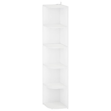 Vidaxl Kotna polica 5 ravni 25 x 31 x 131 cm Inženirski les Bela