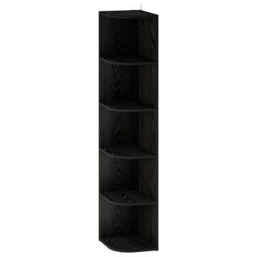Vidaxl Kotna polica 5 ravni 25 x 31 x 131 cm Inženirski les Črni hrast