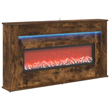Vidaxl Kamin z LED-trakom Dimljen hrast 130 x 20 x 69,5 cm