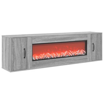 Vidaxl Električni kamin Siva Sonoma 155 x 30 x 44 cm Inženirski les