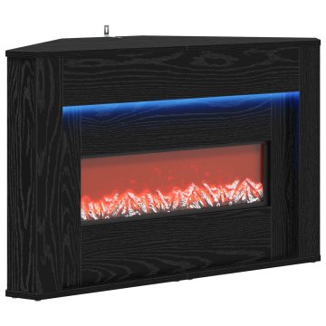 Vidaxl Kamin z LED-trakom Črni hrast 95 x 42,5 x 60 cm Inženirski les