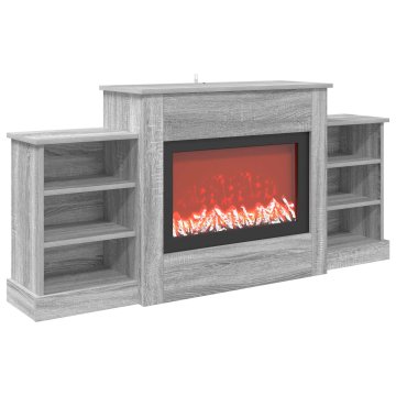 Vidaxl Električni kamin Siva Sonoma 140 x 30 x 67 cm Inženirski les