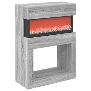 Vidaxl Električni kamin Siva Sonoma 64 x 30 x 87 cm Inženirski les