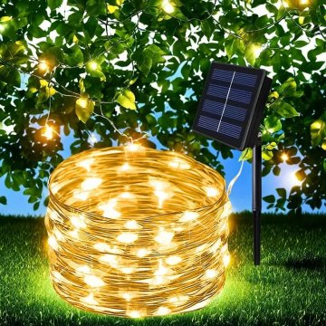 KJB Solarna LED svetlobna veriga 33 m, 300 LED, topla bela svetloba