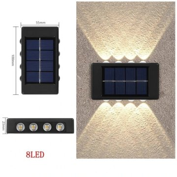 KJB Solarna stenska svetilka gor/dol, 8 LED, topla bela svetloba, 1 kos